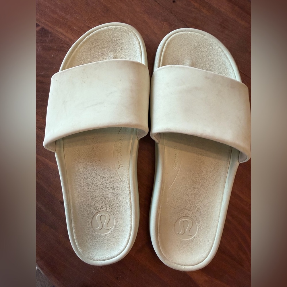 lululemon athletica light mint green Slide Sandals